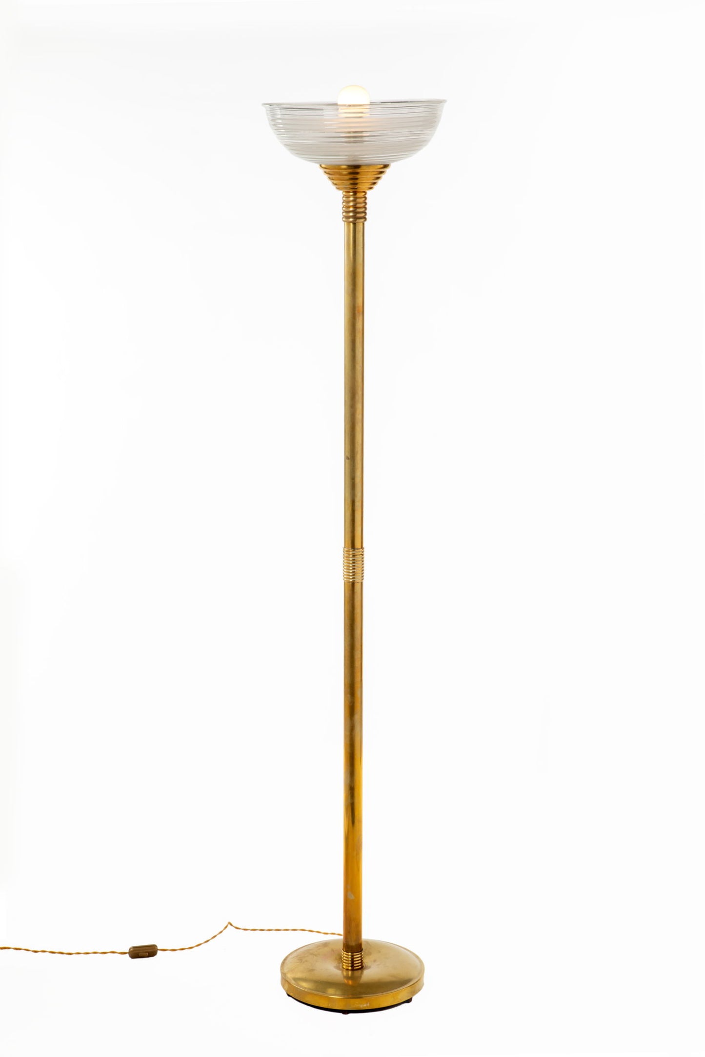 Floor lamp from the 70s in brass and Murano glass