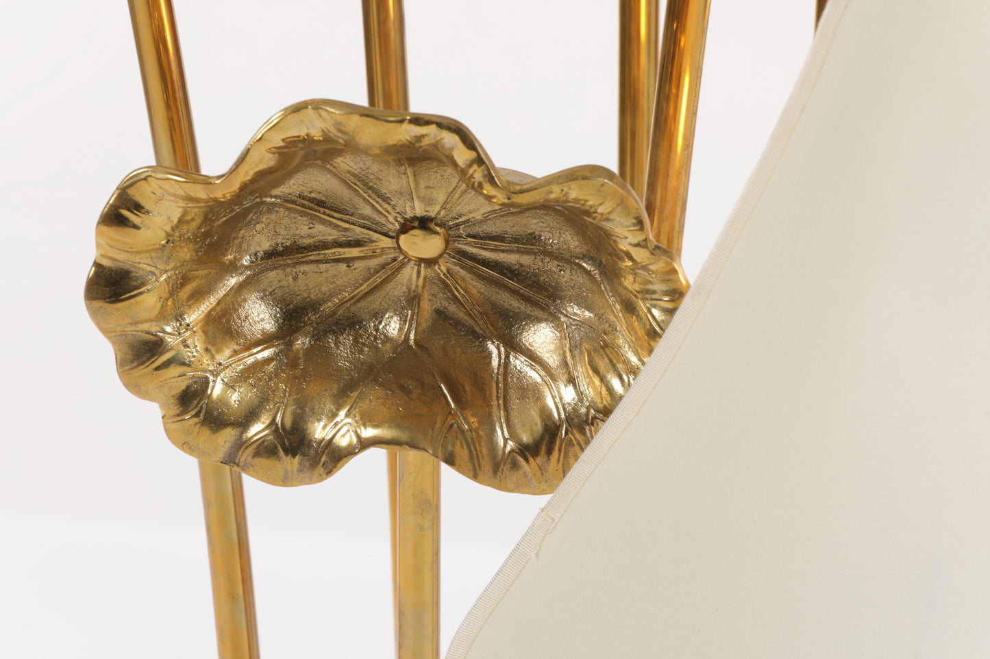 Floor lamp brass ivory leaf lampshades