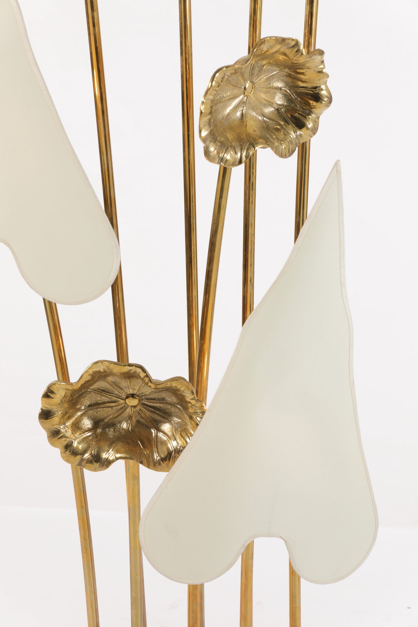 Floor lamp brass ivory leaf lampshades