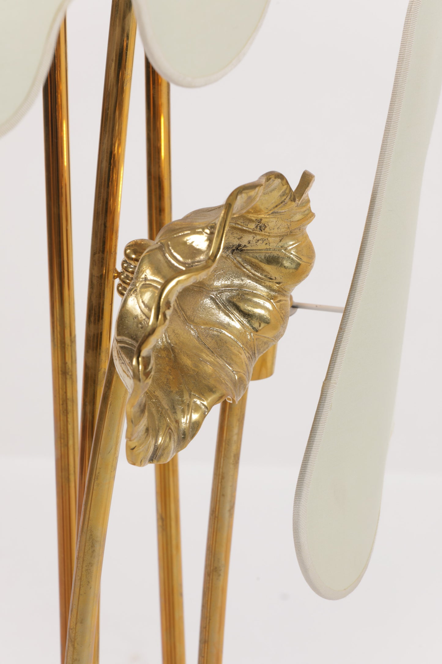 Floor lamp brass ivory leaf lampshades