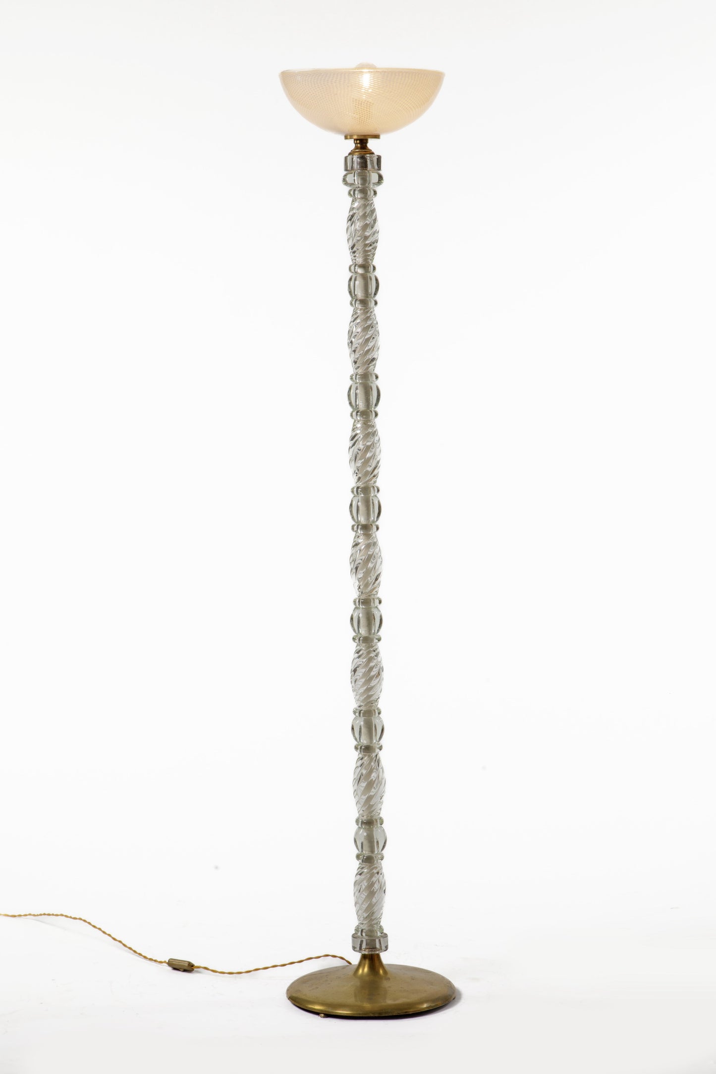 Reticello Murano glass floor lamp from the 1940s