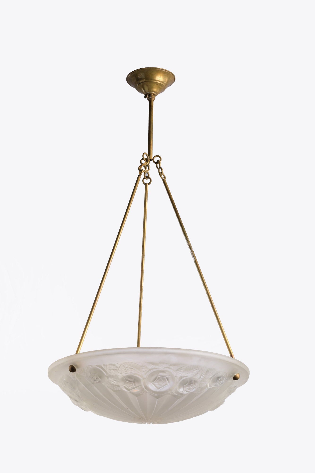 Art Deco white iced crystal chandelier