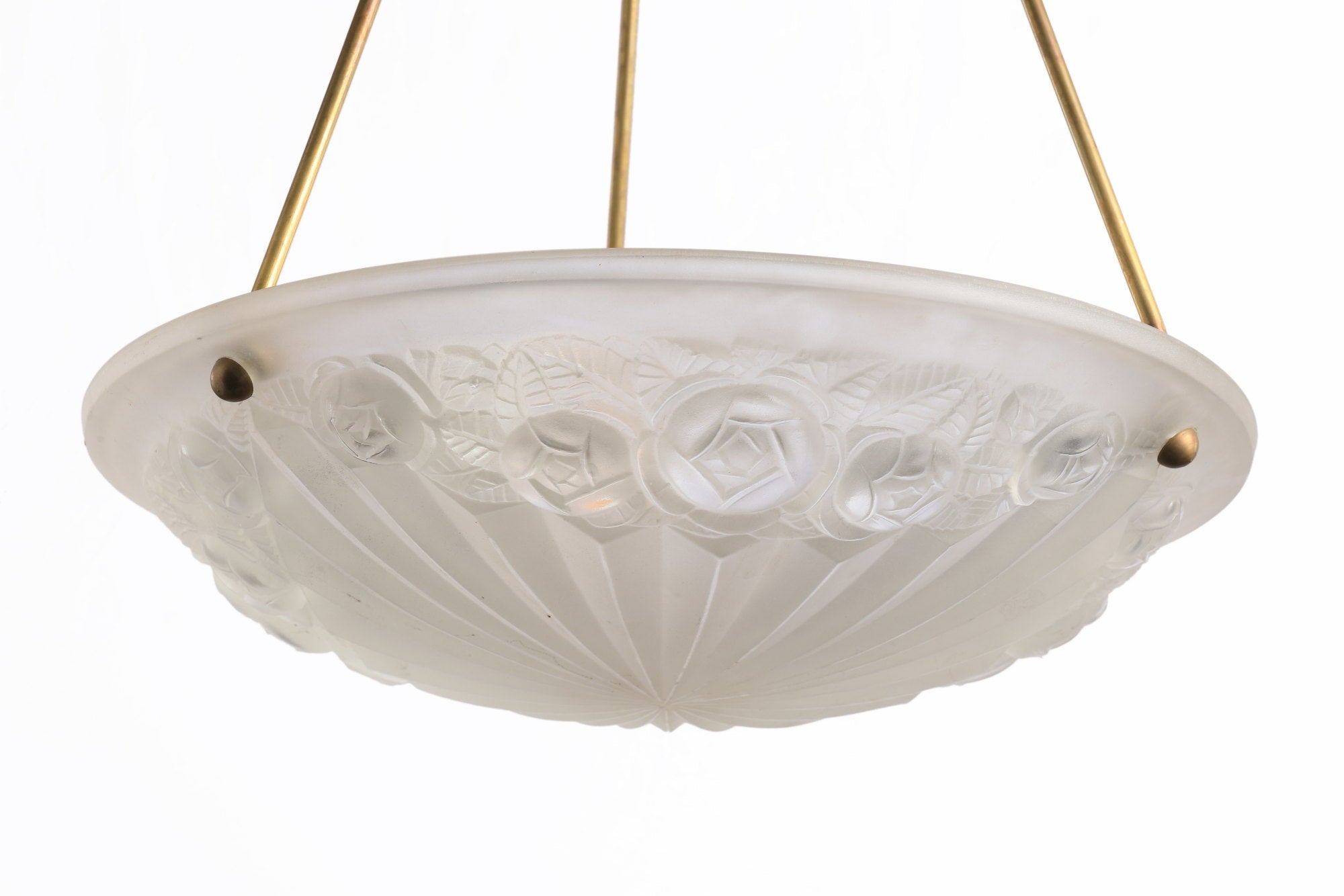 Art Deco white iced crystal chandelier