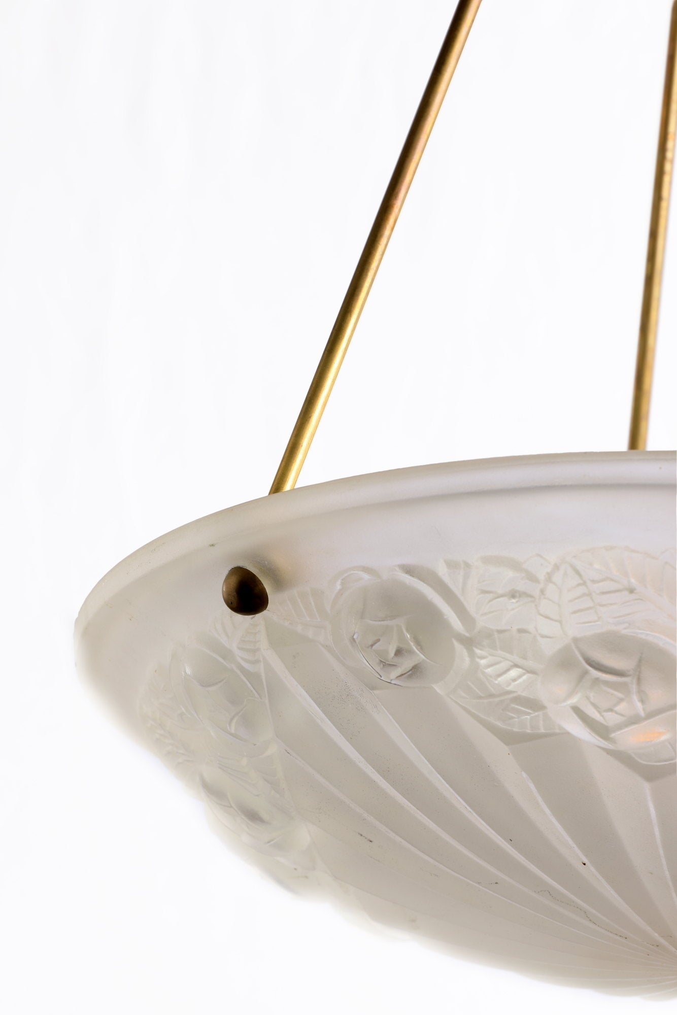 Art Deco white iced crystal chandelier