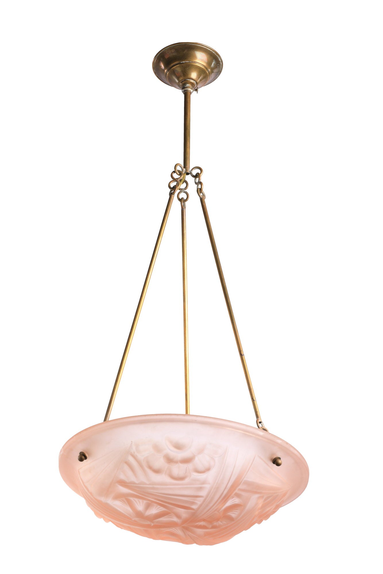 Art Deco pink iced crystal chandelier