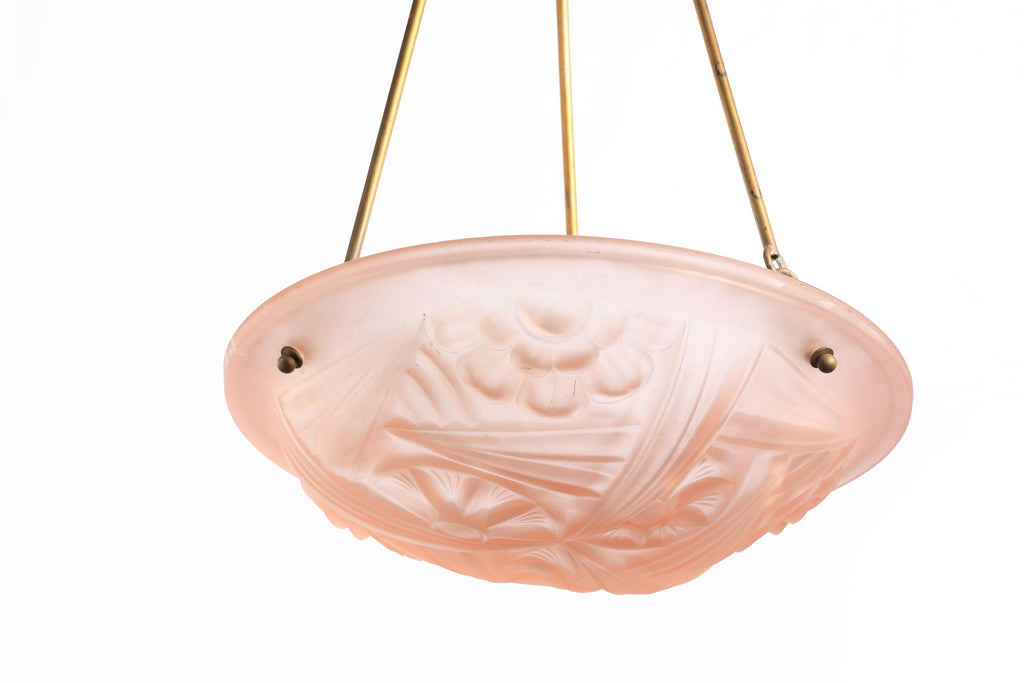Art Deco pink iced crystal chandelier