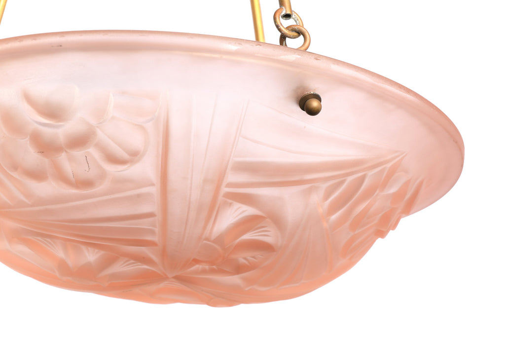 Art Deco pink iced crystal chandelier
