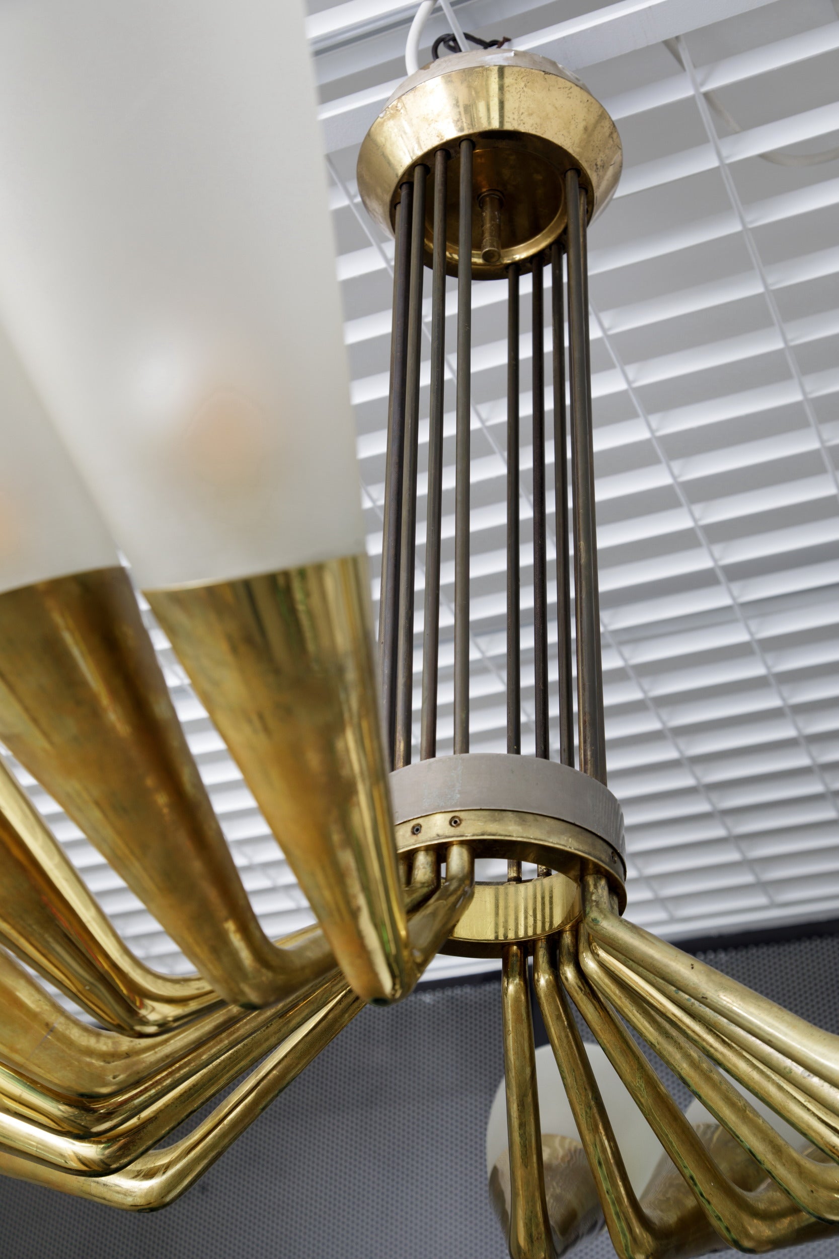 Max Ingrand chandelier, produced by Fontana Arte in 1955