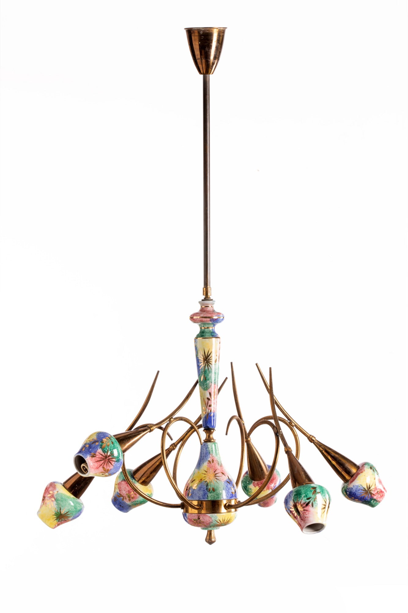 1950s glazed ceramic chandelier