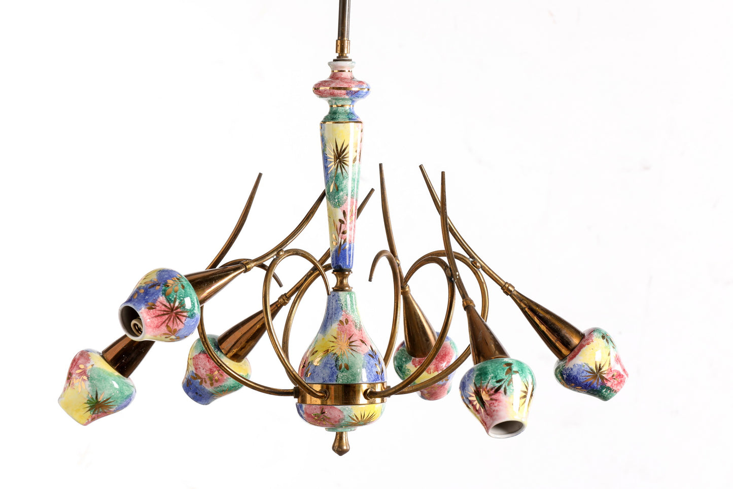 1950s glazed ceramic chandelier