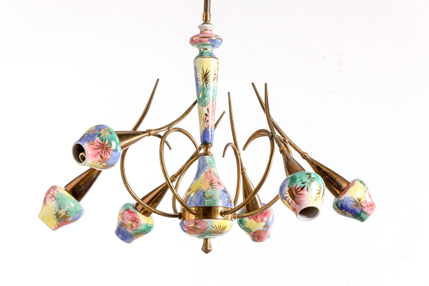 1950s glazed ceramic chandelier