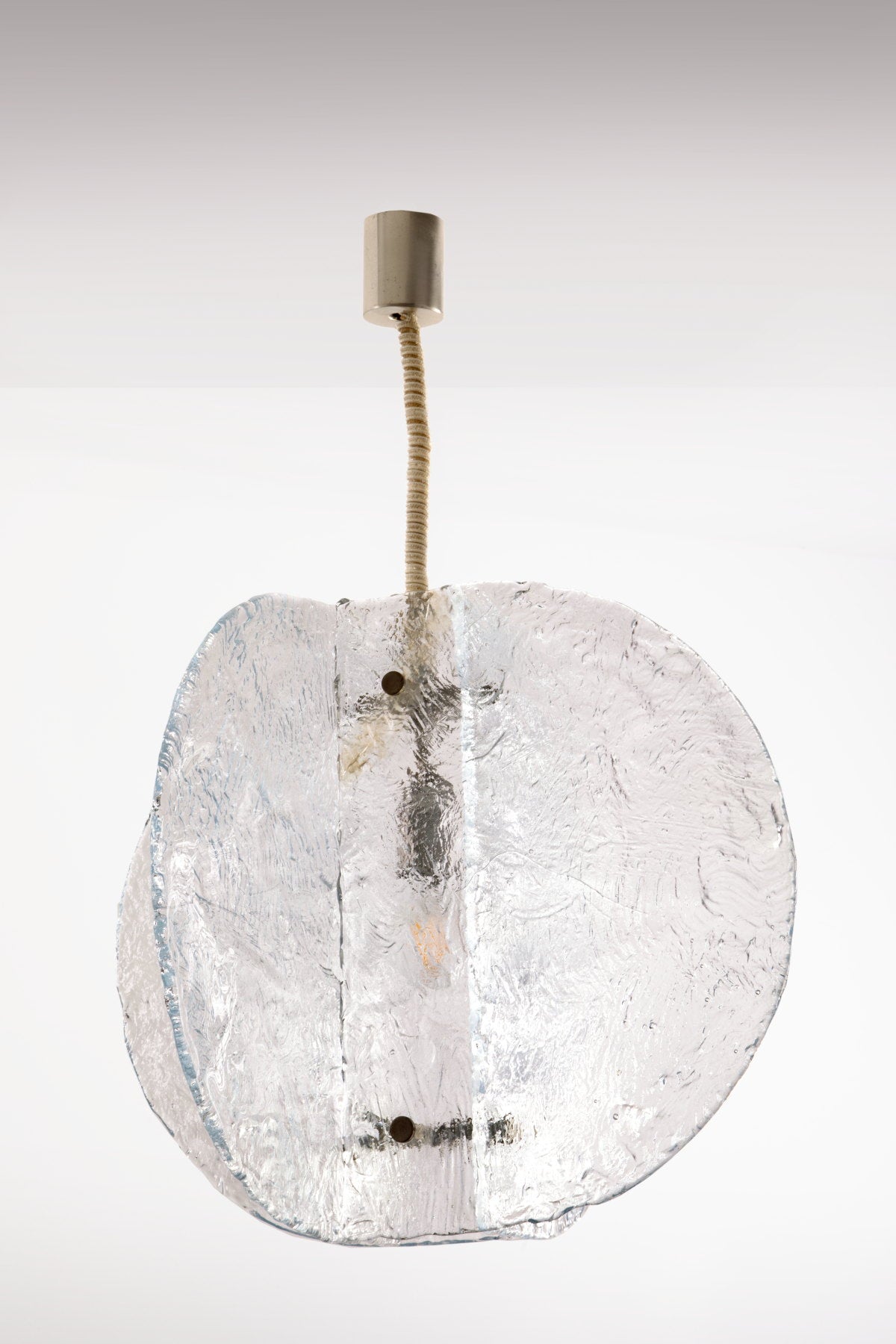 Carlo Nason frozen glass chandelier for Mazzega