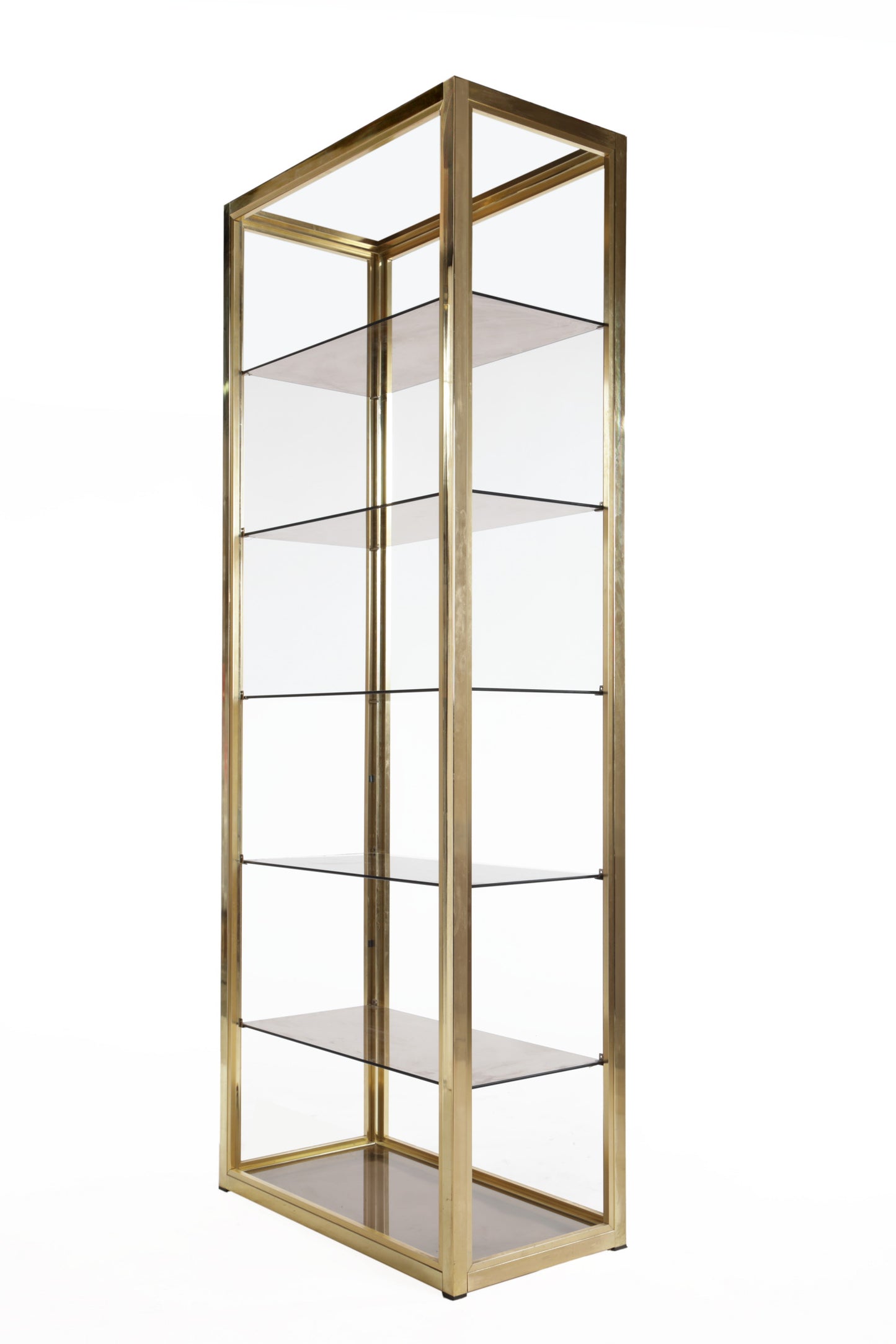 Bookcase from the 70s in brass and smoked glass