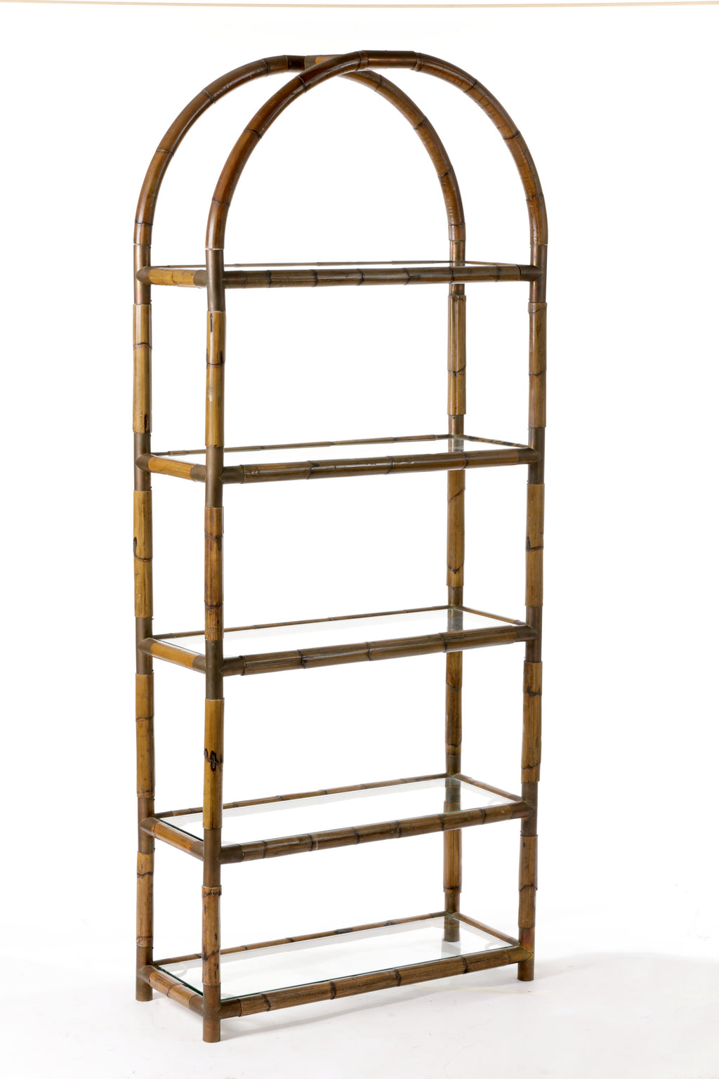 Libreria arco bamboo e ottone anni 70