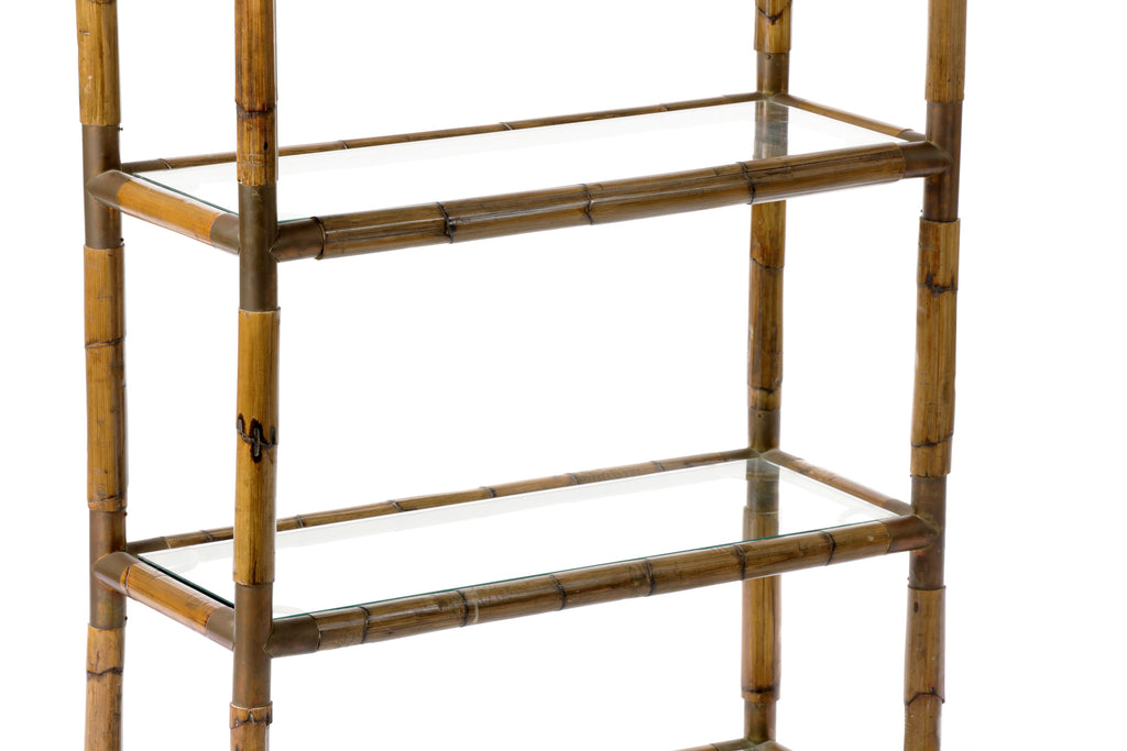 Libreria arco bamboo e ottone anni 70