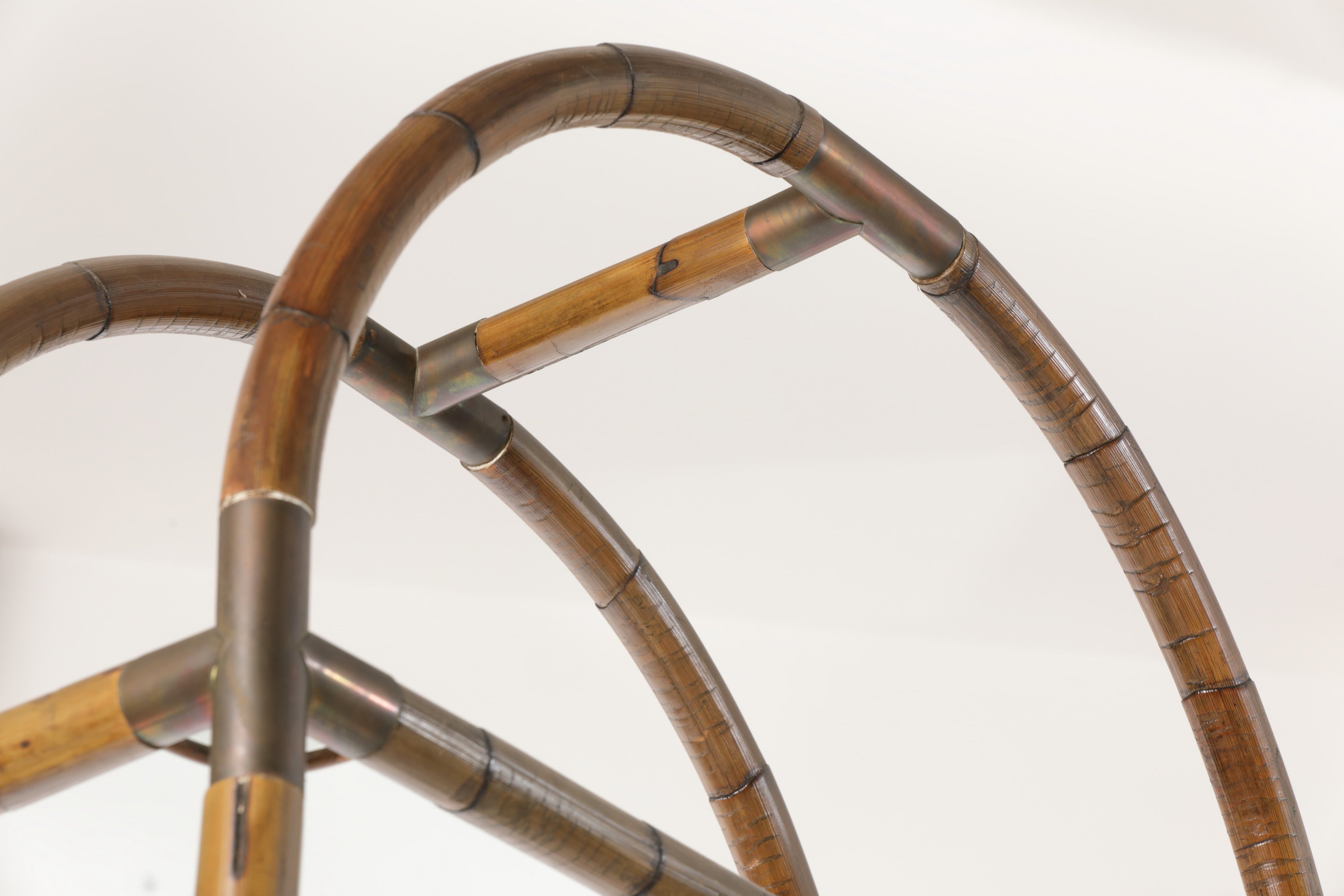 Bamboo and brass arch bookcase from the 70s