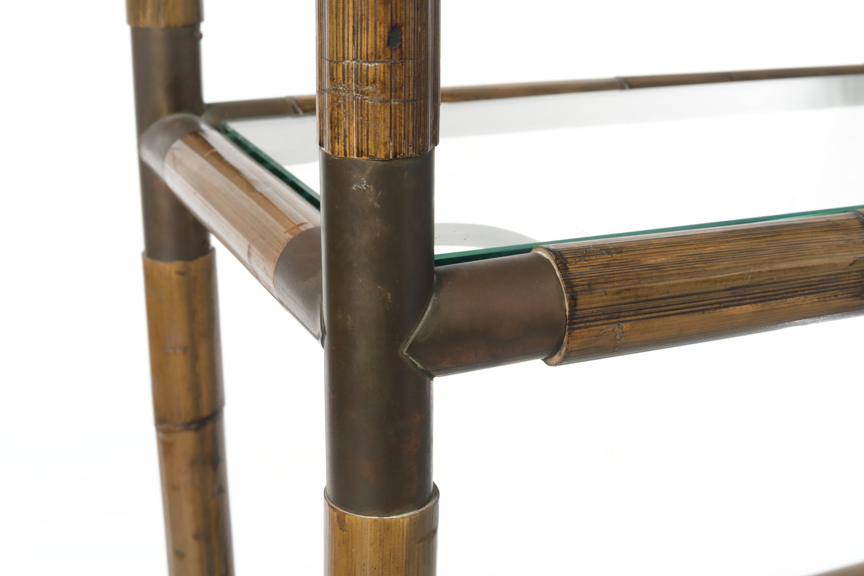 Bamboo and brass arch bookcase from the 70s