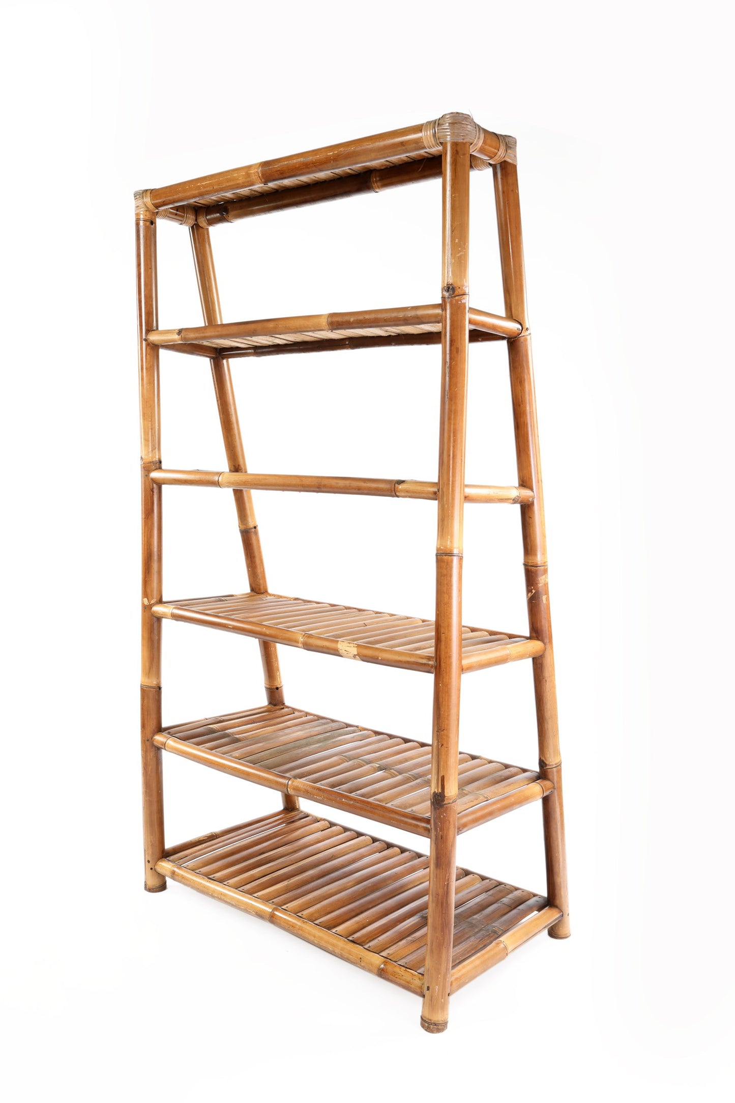 Bamboo ladder bookcase