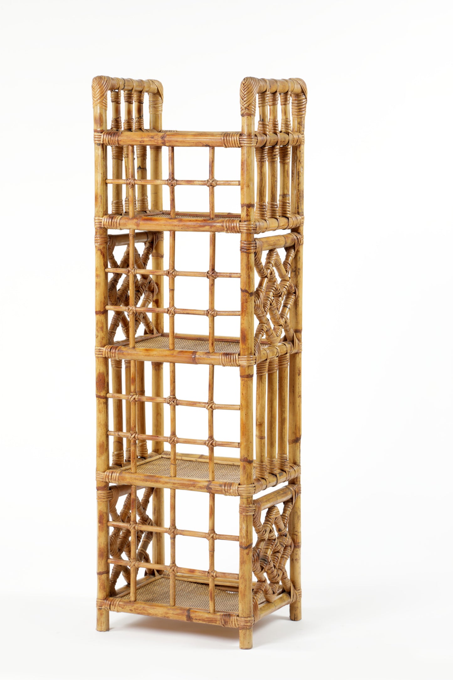 1970s bamboo bookcase attributable to Vivai del Sud