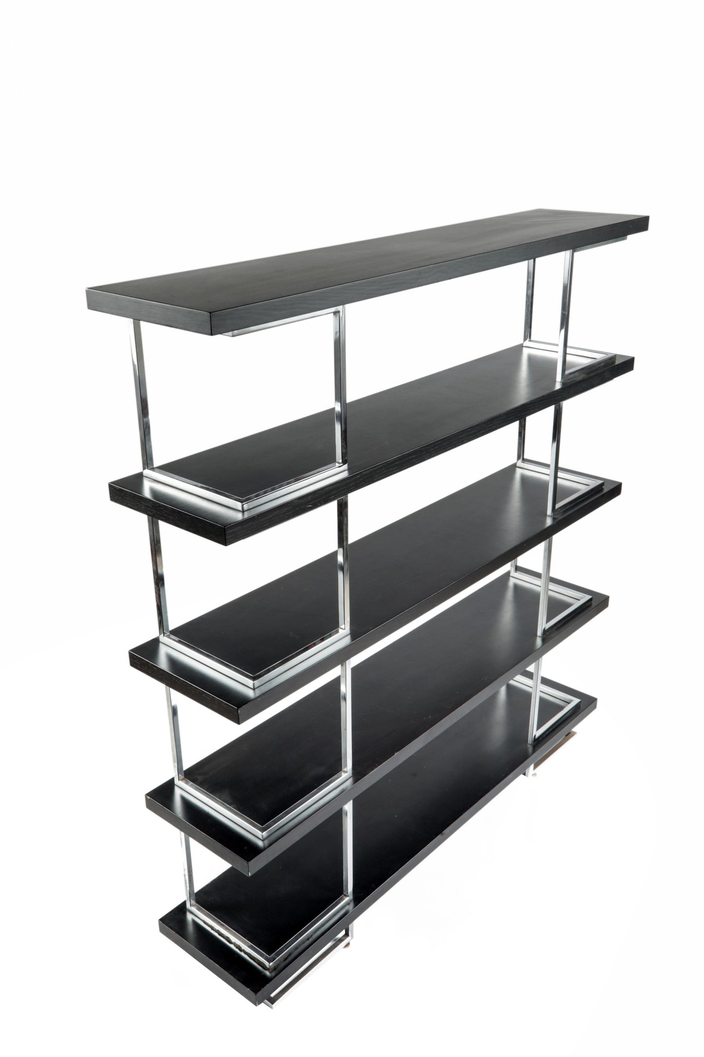 Black lacquered and steel bookcase