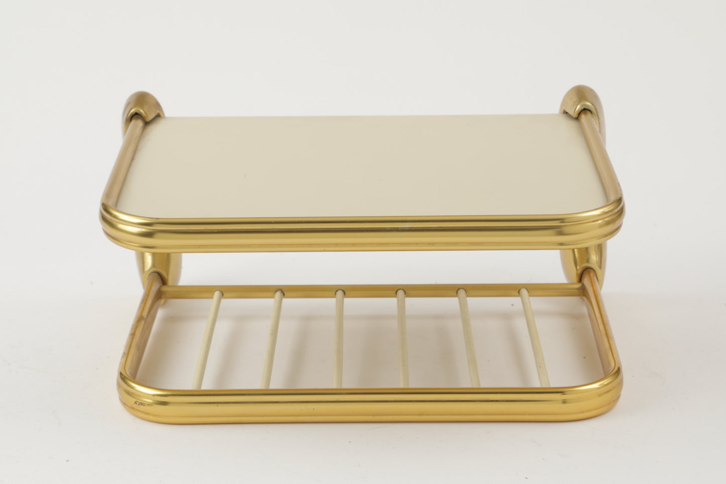 1960s glass and brass shelf