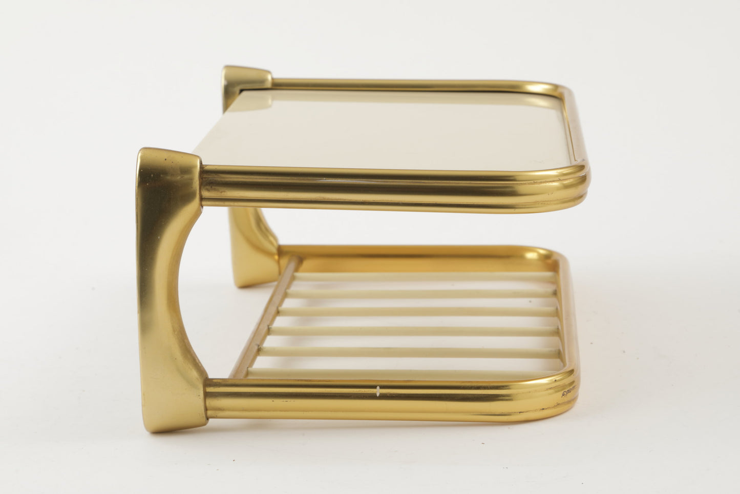 1960s glass and brass shelf