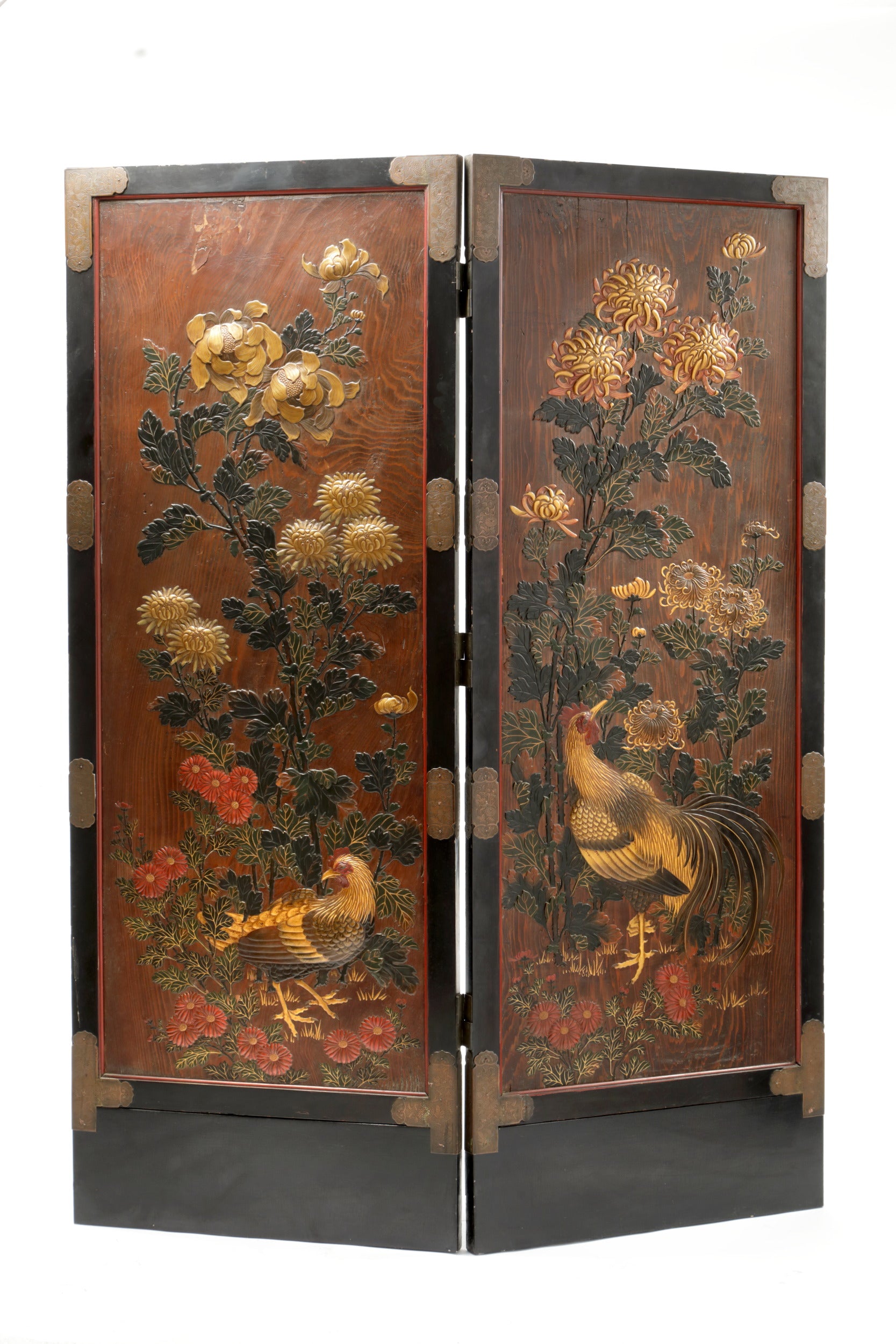 19th century Japanese lacquered screen