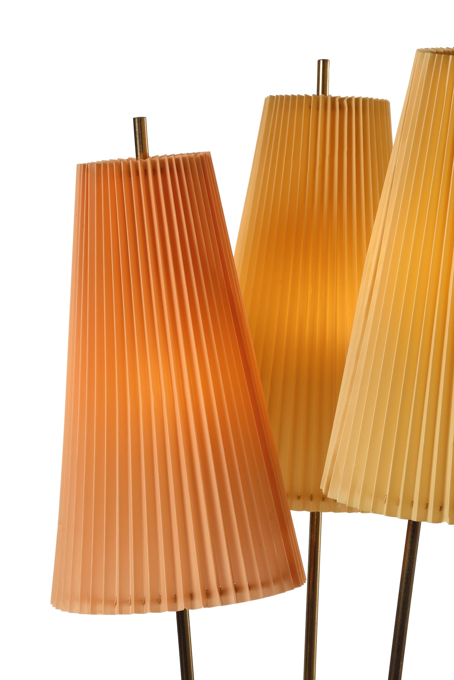 60s floor lamp with three stems and pleated lampshades