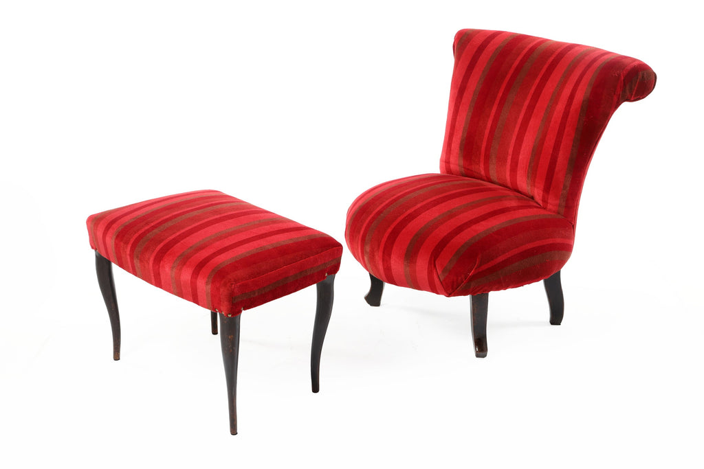 Piccola poltrona con pouf anni 60 reinterpretate t r i p l e f