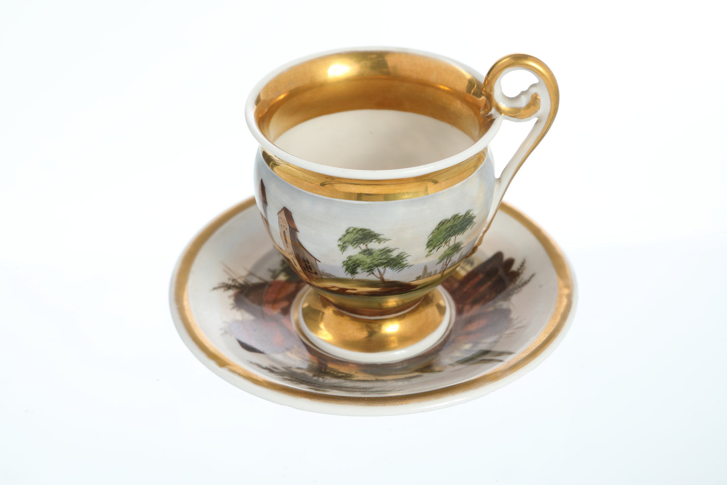 Small hand-painted porcelain cup from the 1800s