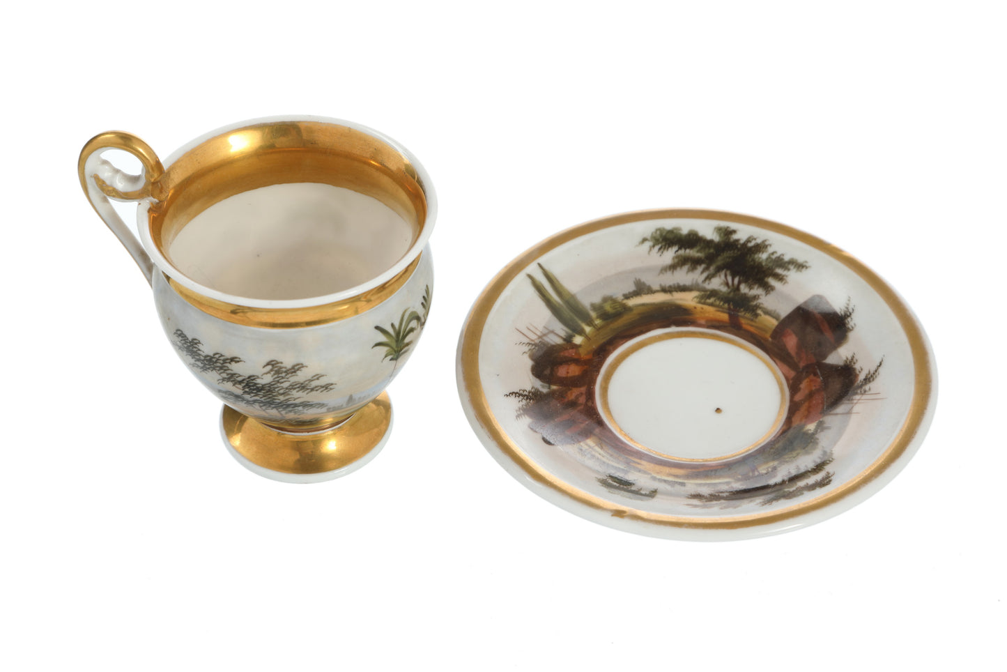 Small hand-painted porcelain cup from the 1800s