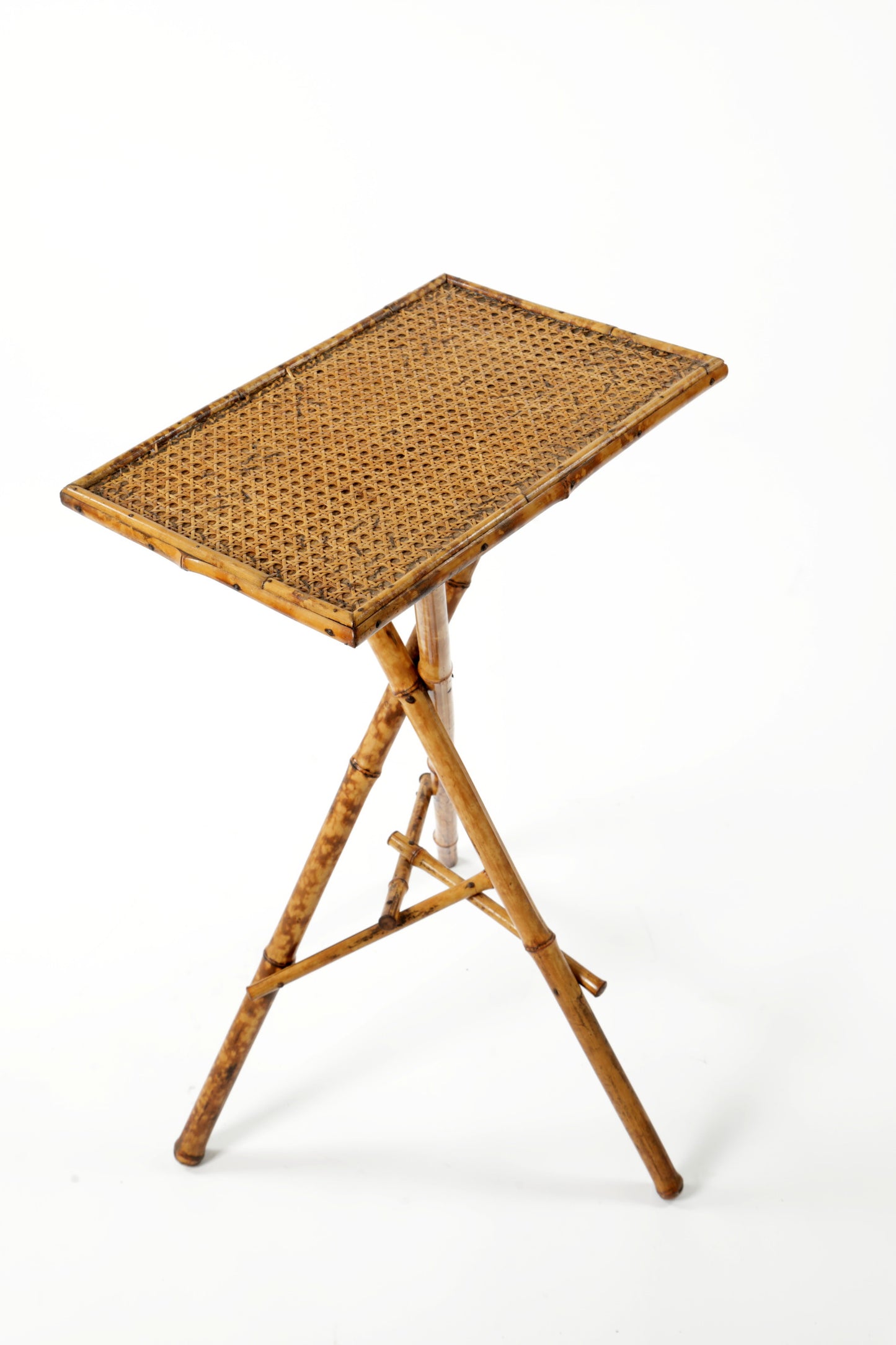 Small bamboo and Vienna straw table from the 60s