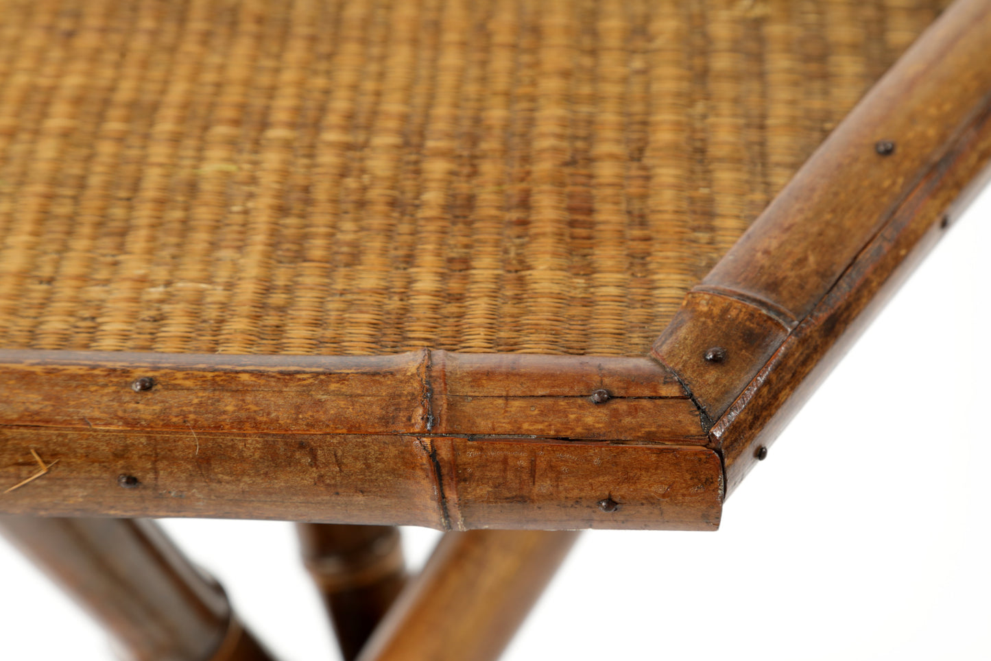 Small hexagonal bamboo table from the 70s