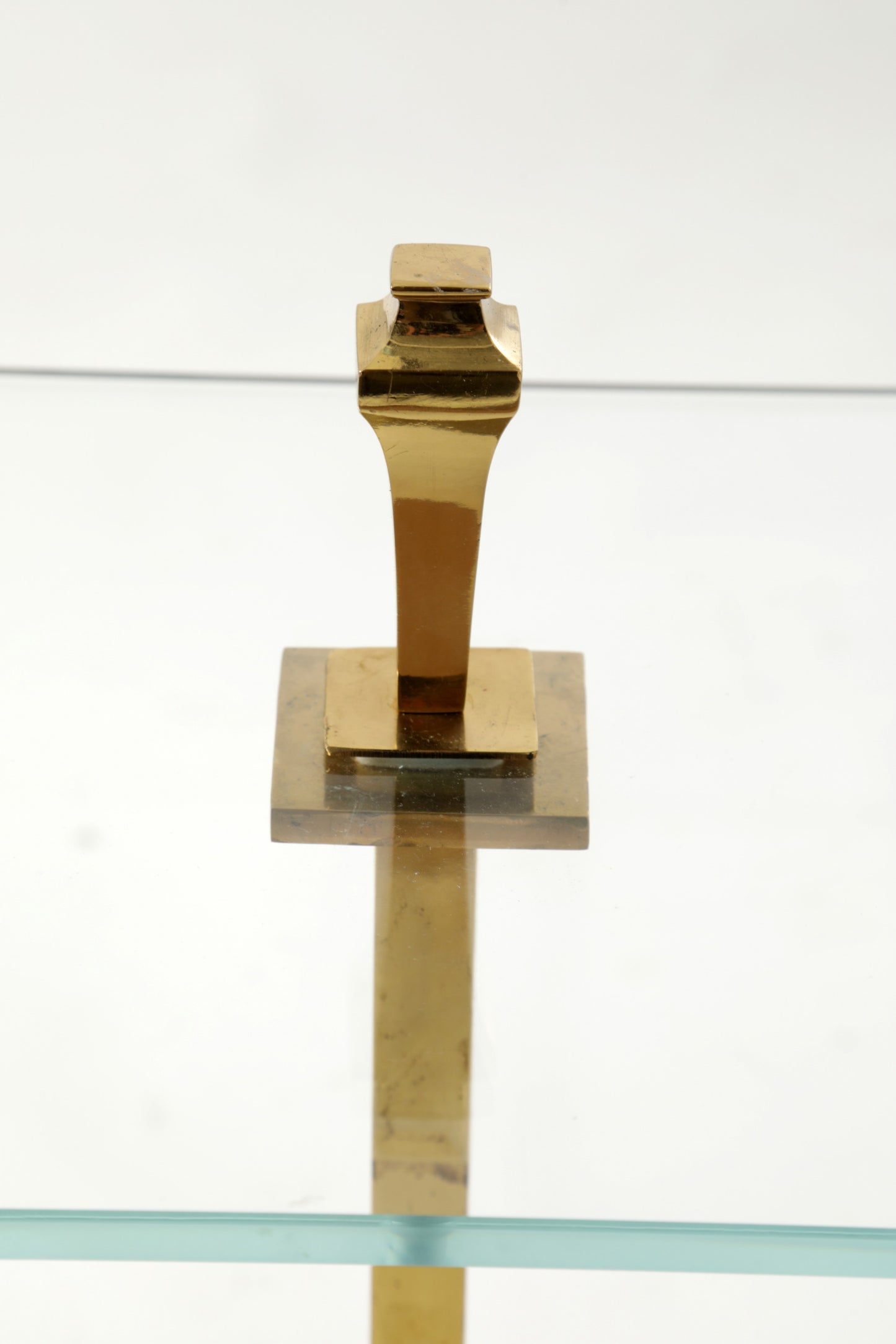 Piccolo tavolo ottone e vetro quadrato anni 70