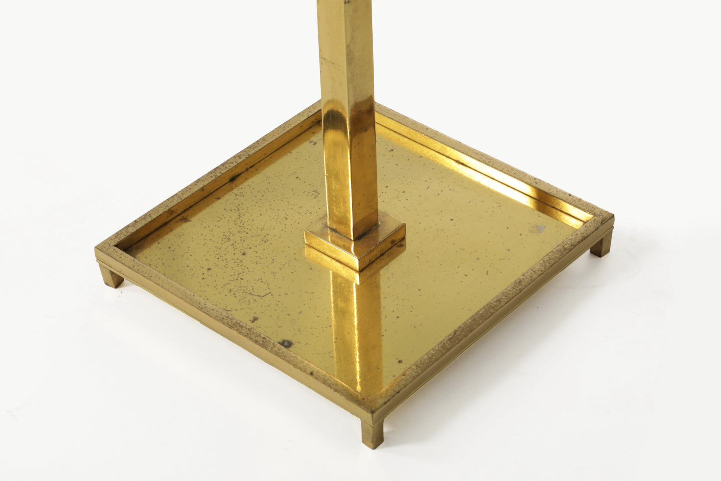 Piccolo tavolo ottone e vetro quadrato anni 70