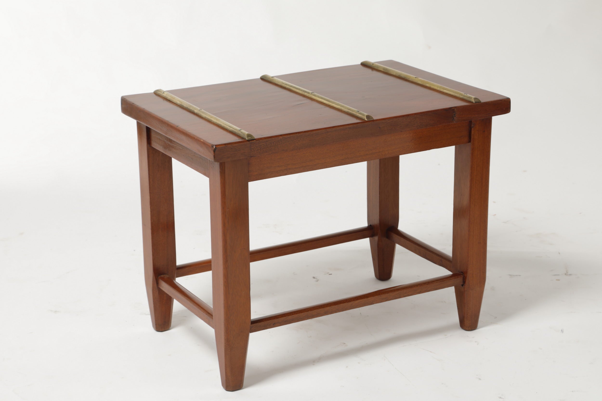 Small wooden and brass suitcase stand from the 1950s