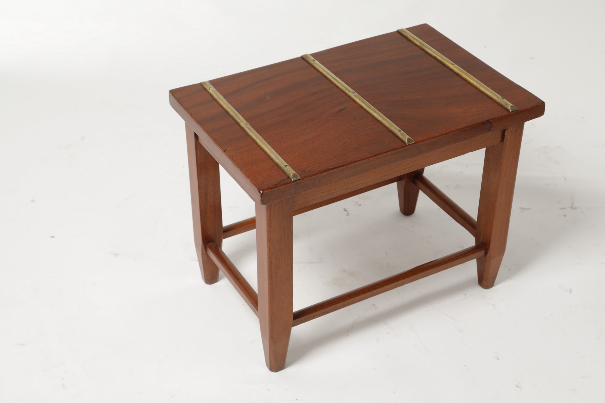 Small wooden and brass suitcase stand from the 1950s
