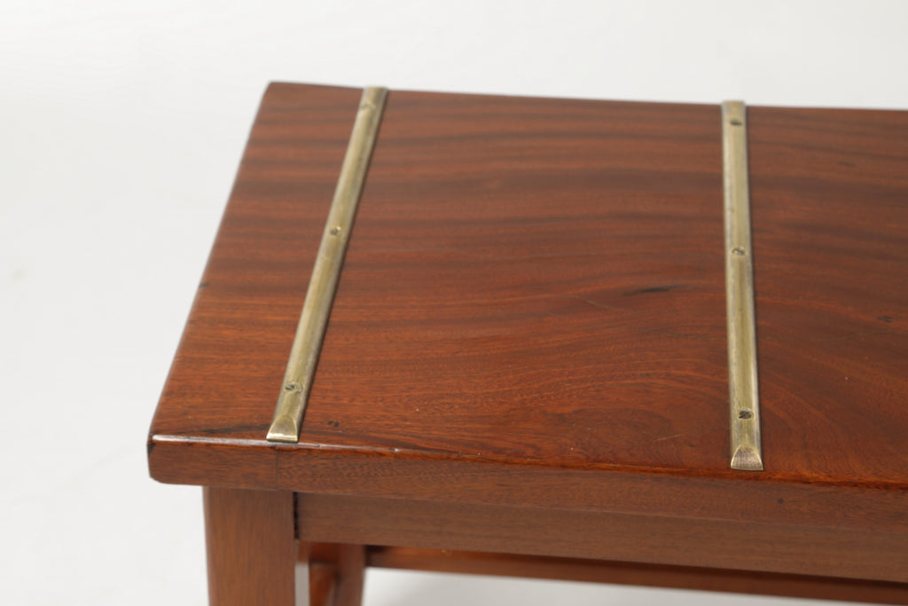 Small wooden and brass suitcase stand from the 1950s