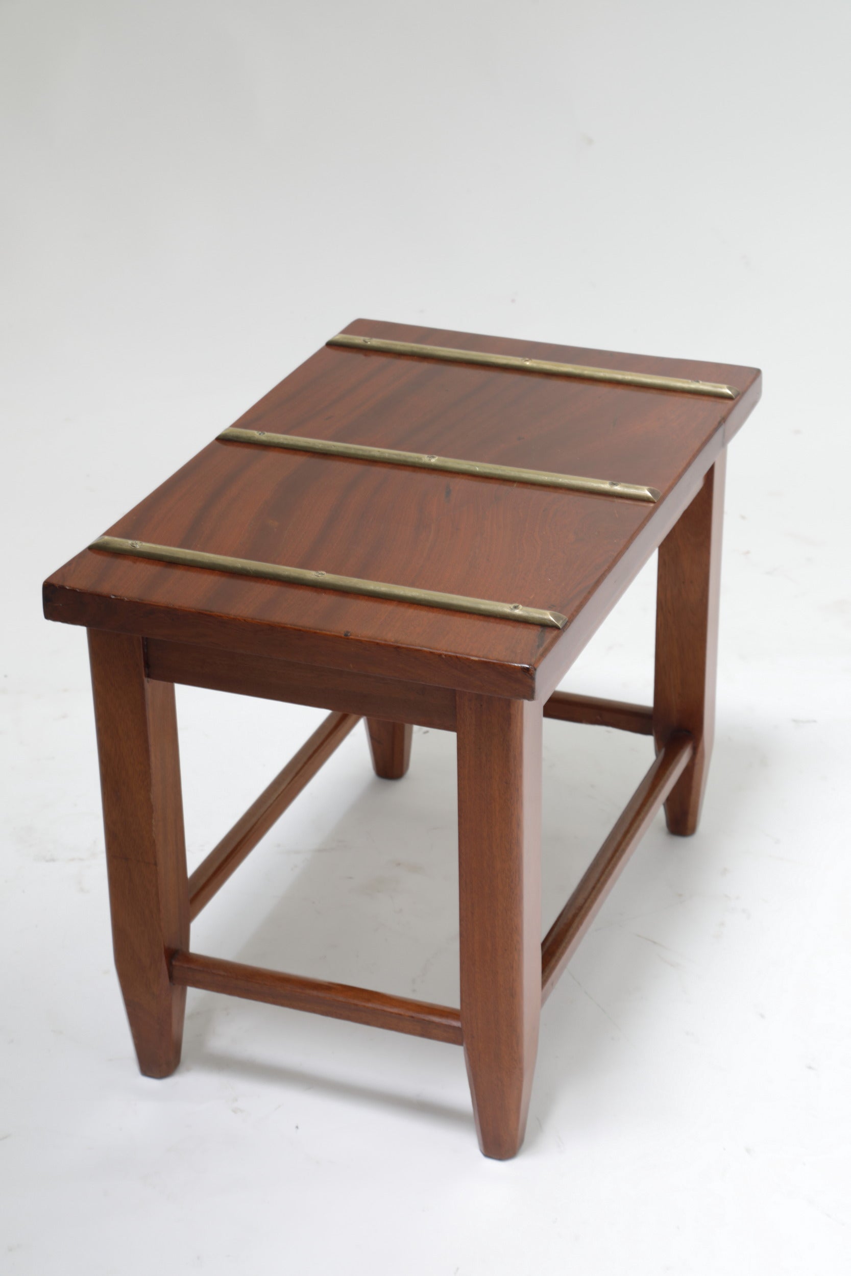 Small wooden and brass suitcase stand from the 1950s