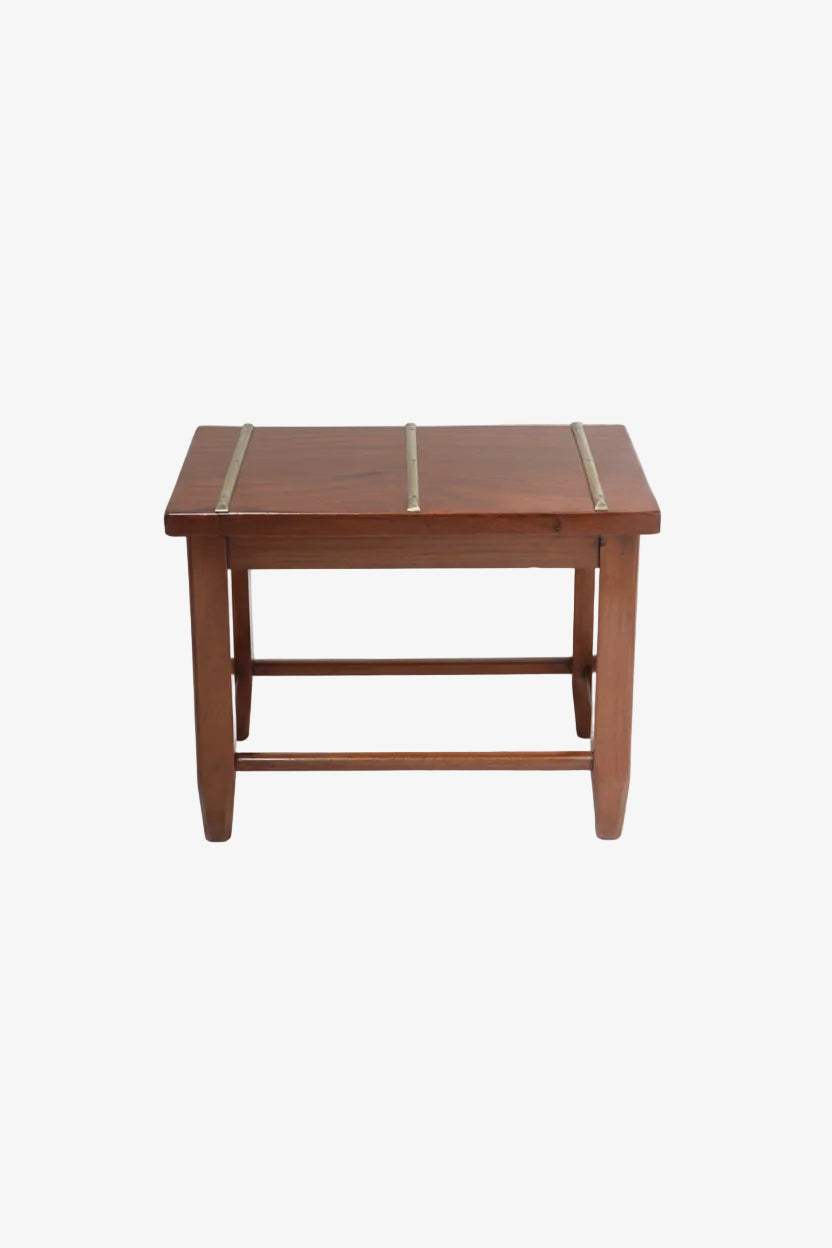 Small wooden and brass suitcase stand from the 1950s