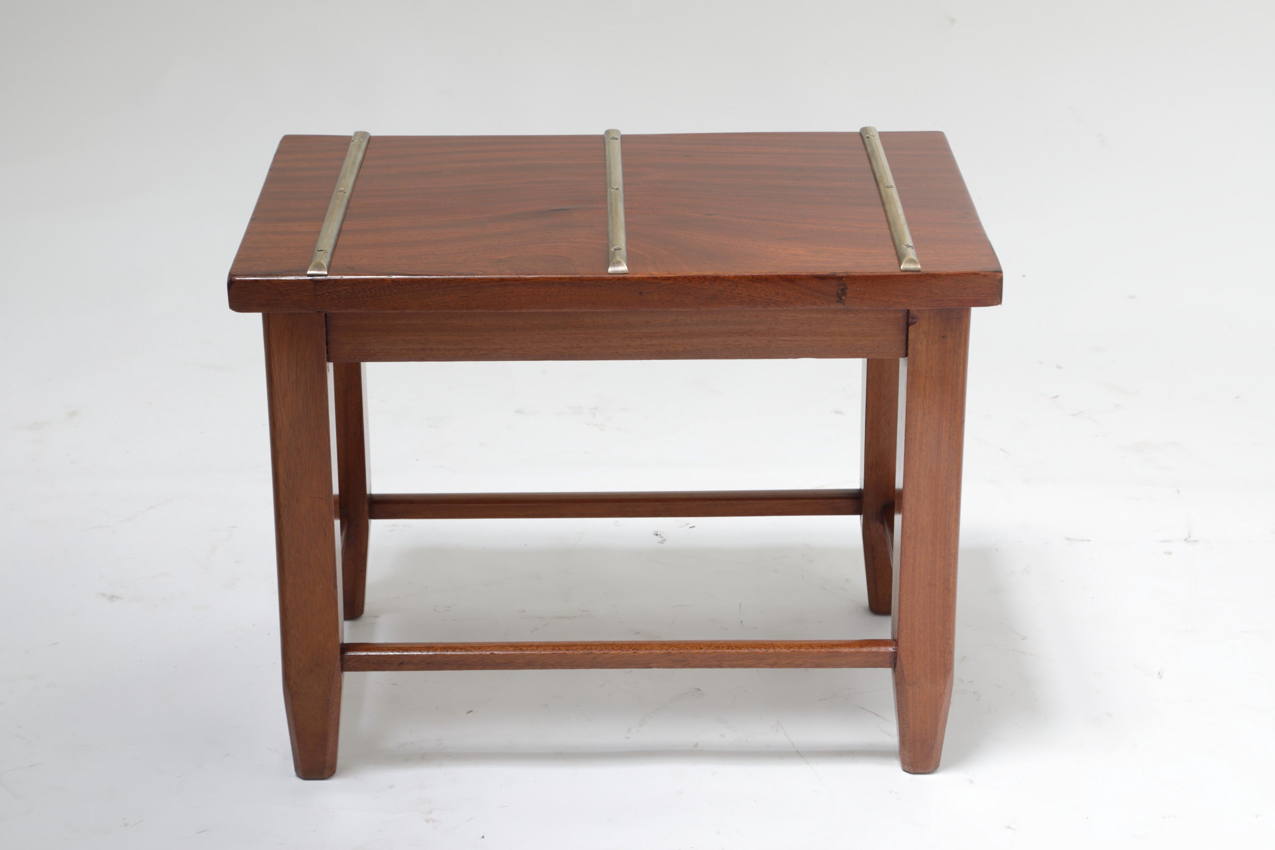 Small wooden and brass suitcase stand from the 1950s