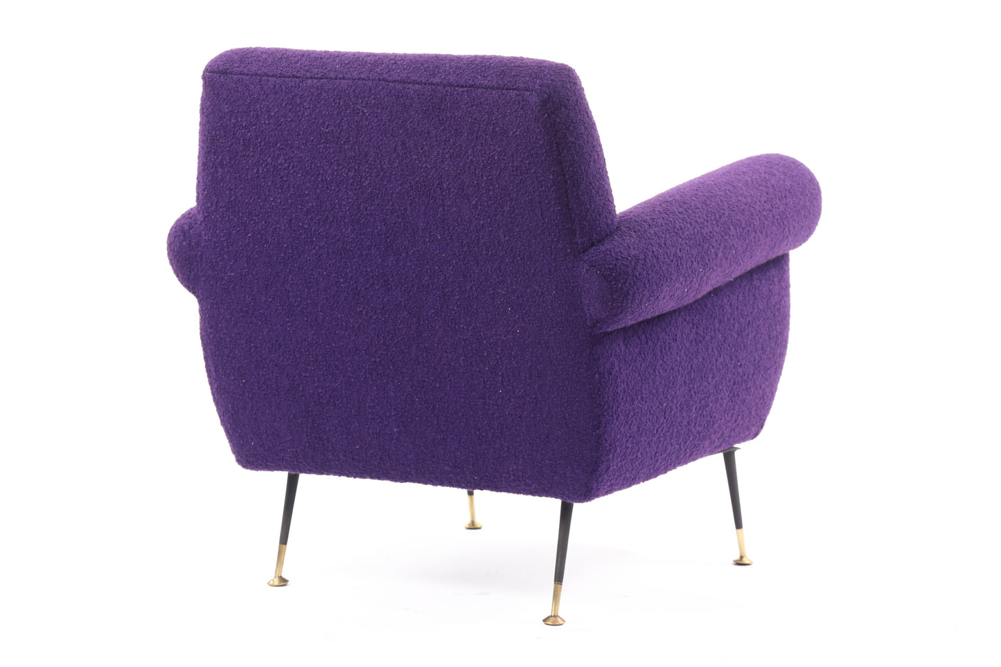 50's armchair reinterpreted in purple triplef bouclé