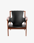 Black leather and oak armchair