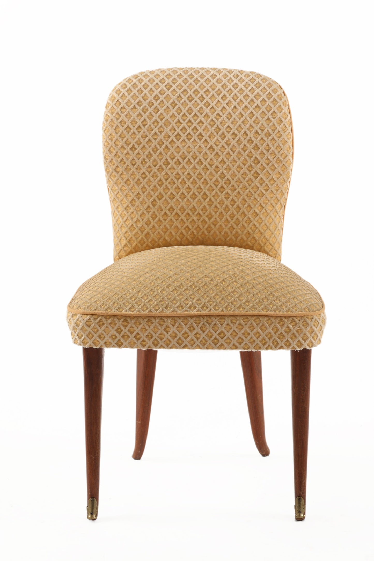 Yellow textured fabric bedroom armchair from the 50s