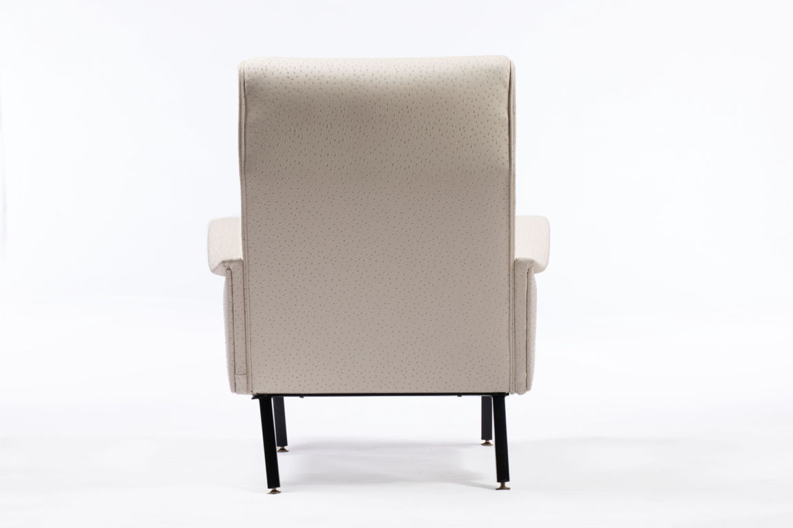 Faux ostrich leather armchair from the 50s