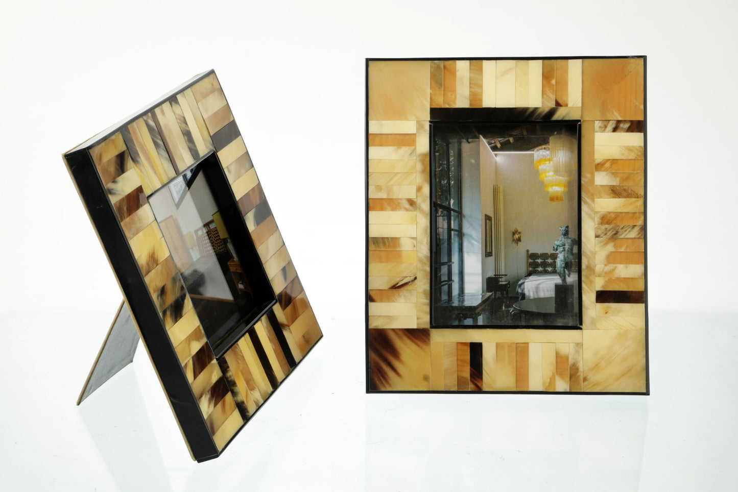 Portafoto in osso e corno anni 70