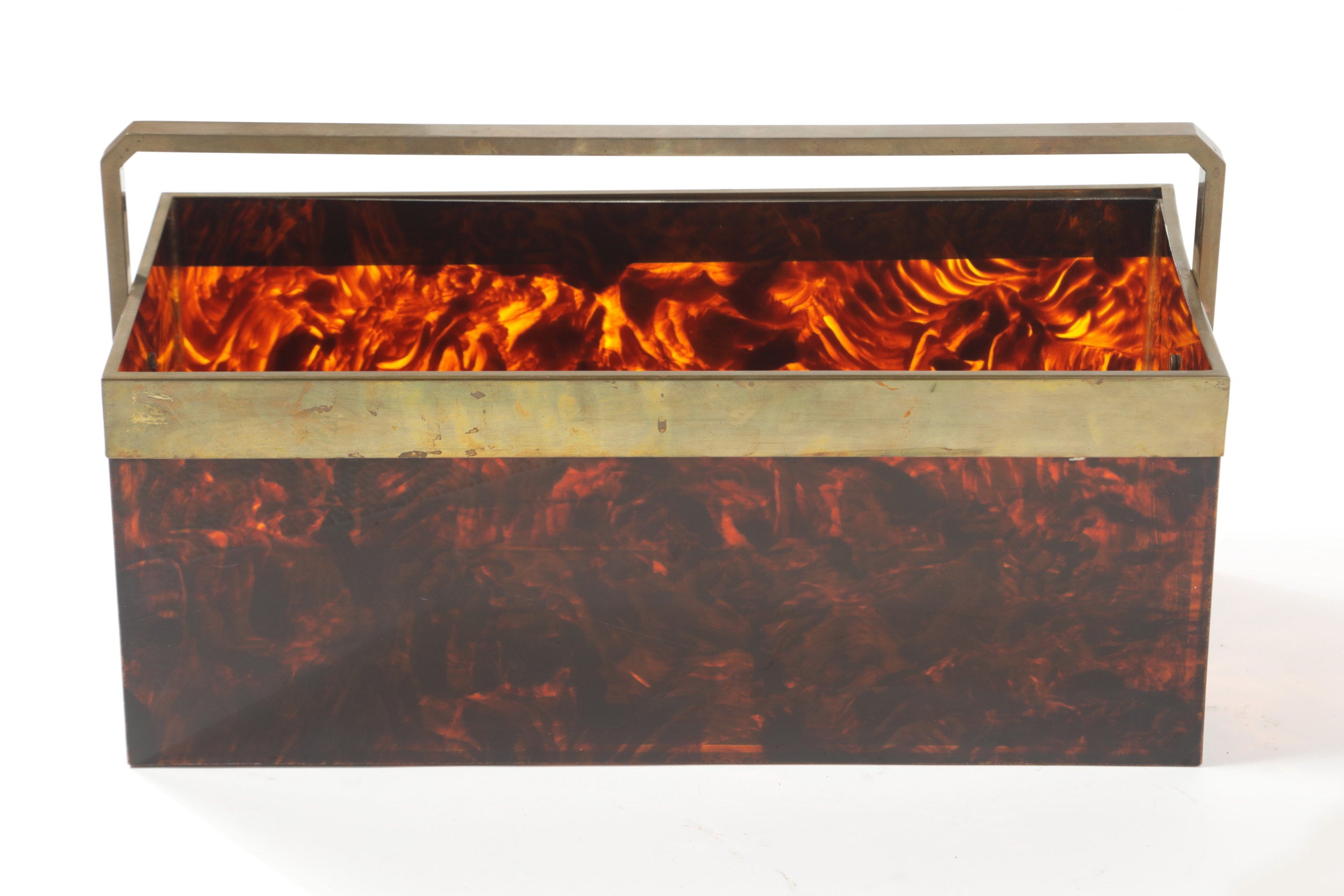 70's tortoise effect plexiglass magazine rack