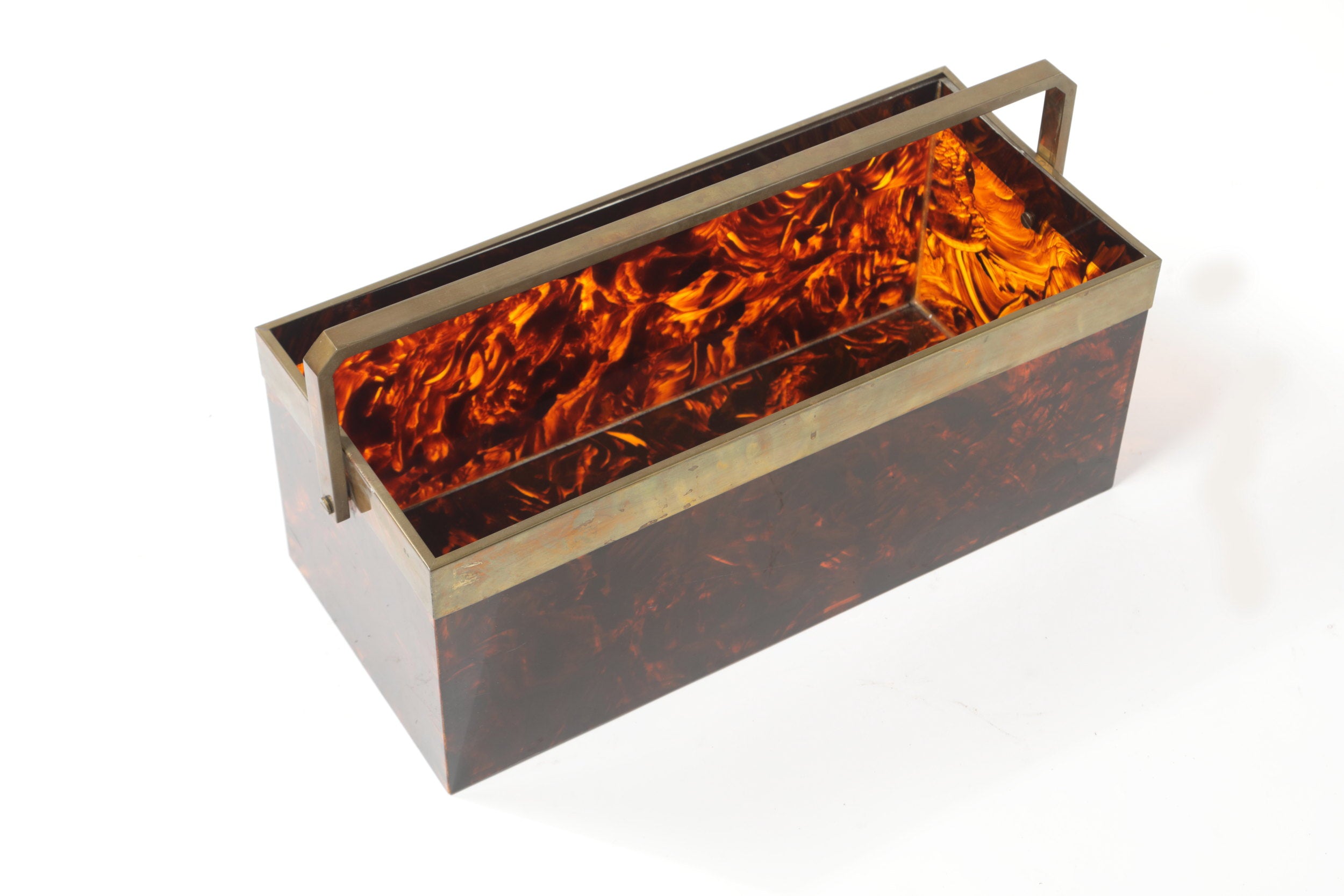70's tortoise effect plexiglass magazine rack