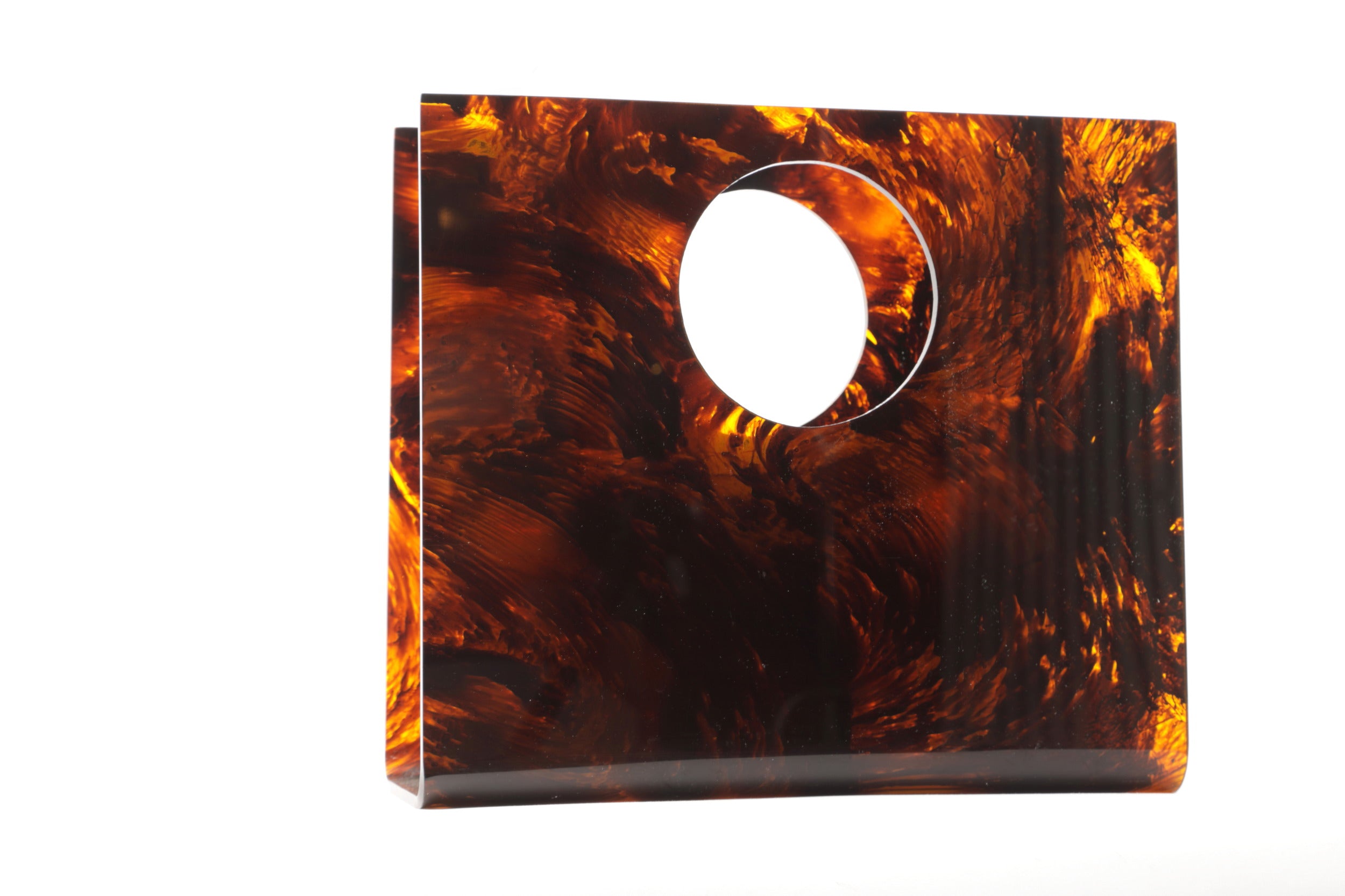 1970s tortoiseshell effect lucite magazine rack