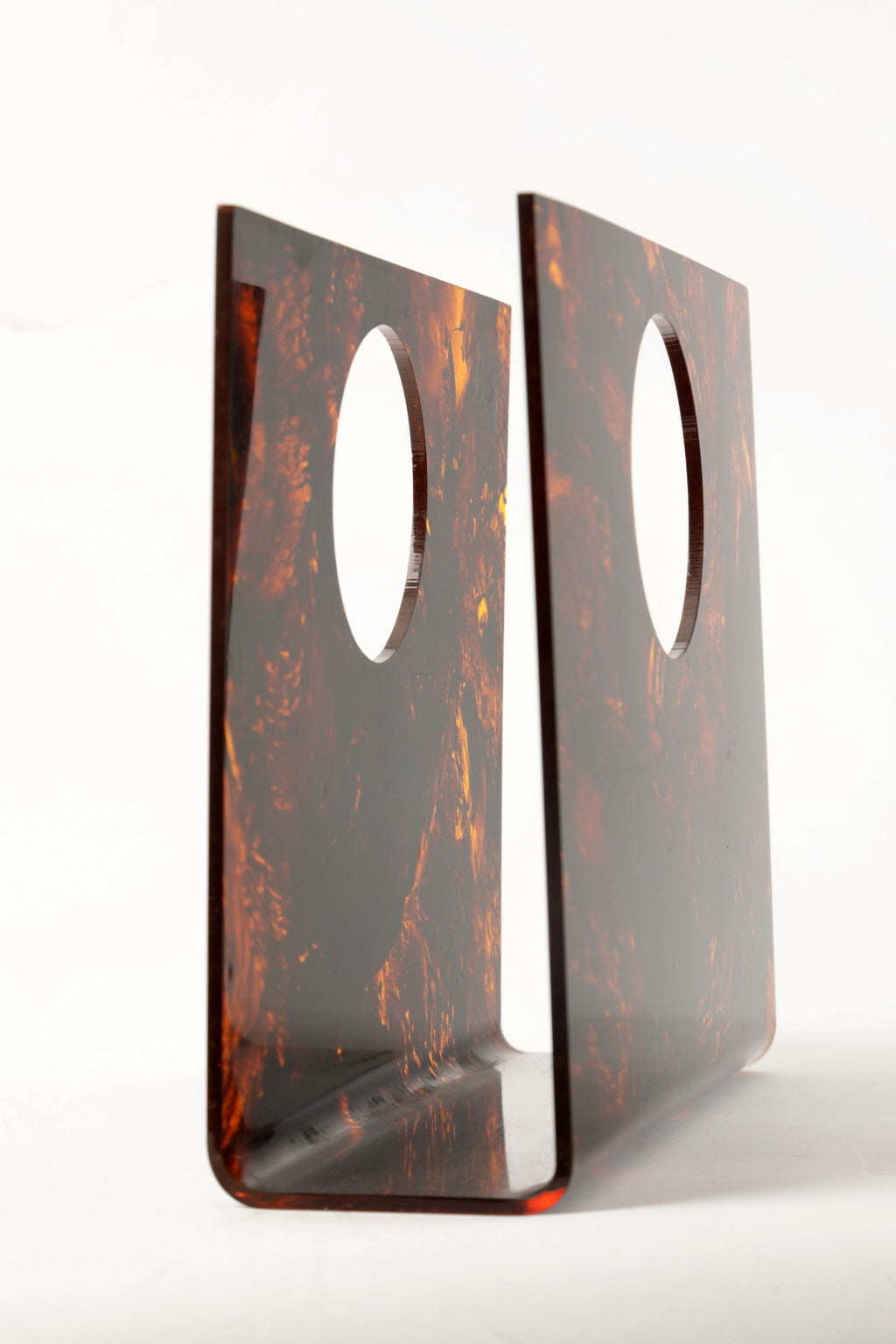 1970s tortoiseshell effect lucite magazine rack